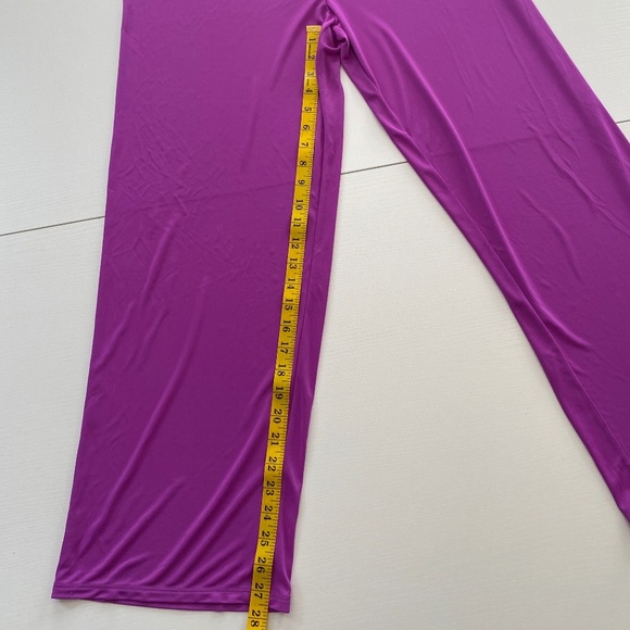 NATORI Short Sleeve 2 Piece Semi Sheer Floral Lace Detail Set Magenta Size M - Picture 13 of 15